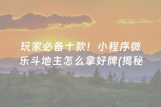 玩家必备十款！小程序微乐斗地主怎么拿好牌(揭秘手机上专用神器下载)