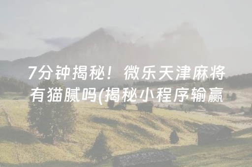 7分钟揭秘！微乐天津麻将有猫腻吗(揭秘小程序输赢技巧)