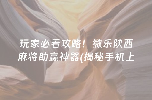 玩家必看攻略！微乐陕西麻将助赢神器(揭秘手机上助攻神器)