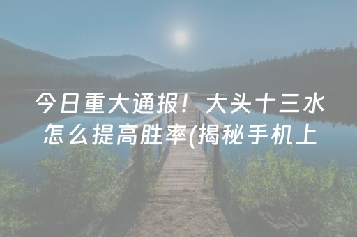 今日重大通报！大头十三水怎么提高胜率(揭秘手机上插件购买)