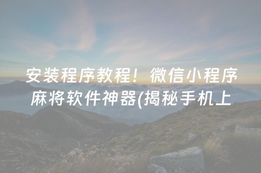 安装程序教程！微信小程序麻将软件神器(揭秘手机上如何让牌变好)