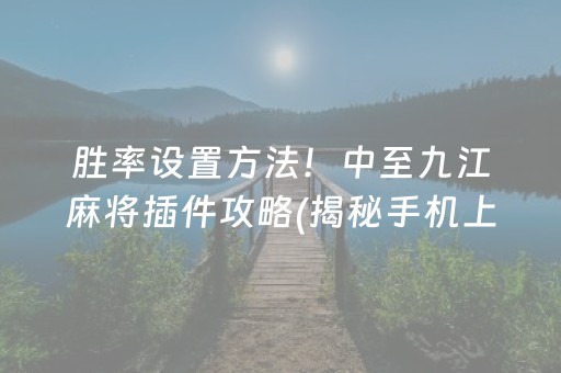 胜率设置方法！中至九江麻将插件攻略(揭秘手机上赢的诀窍)