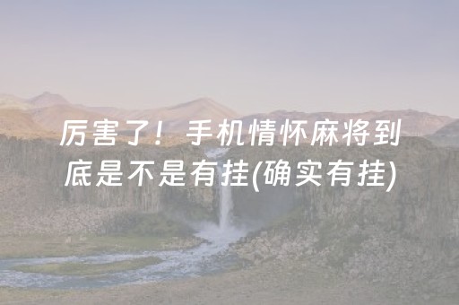 厉害了！手机情怀麻将到底是不是有挂(确实有挂)