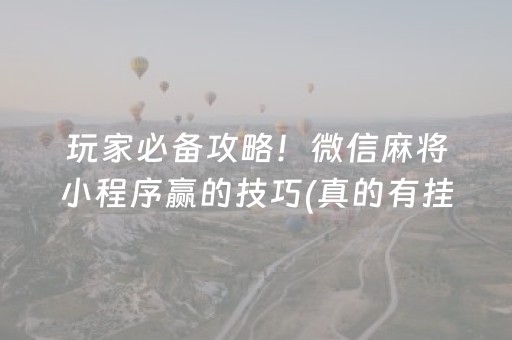 玩家必备攻略！微信麻将小程序赢的技巧(真的有挂确实有挂)