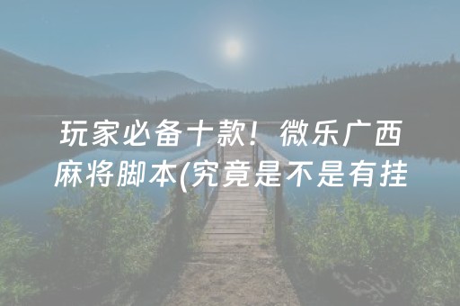 玩家必备十款！微乐广西麻将脚本(究竟是不是有挂)