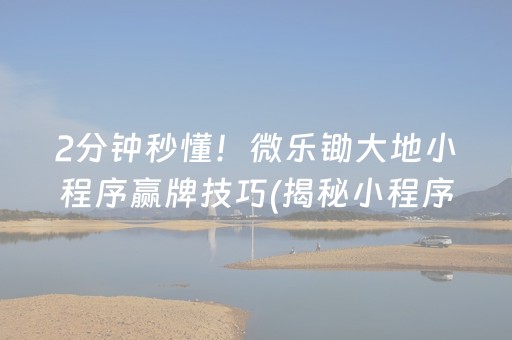 2分钟秒懂！微乐锄大地小程序赢牌技巧(揭秘小程序赢的秘诀)