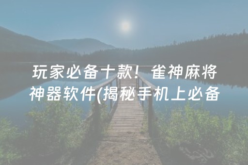 玩家必备十款！雀神麻将神器软件(揭秘手机上必备神器)