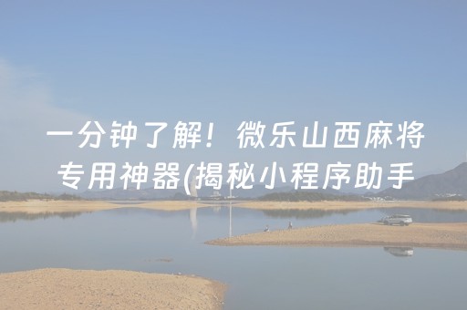 一分钟了解！微乐山西麻将专用神器(揭秘小程序助手软件)