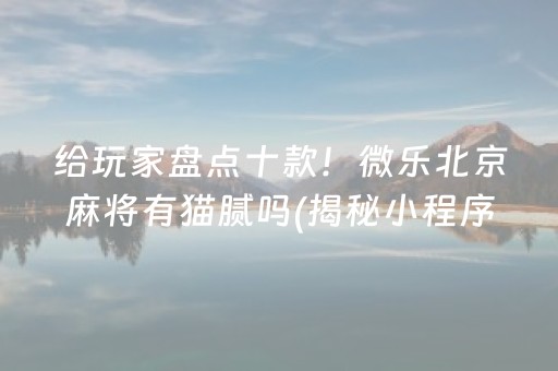给玩家盘点十款！微乐北京麻将有猫腻吗(揭秘小程序输赢规律)