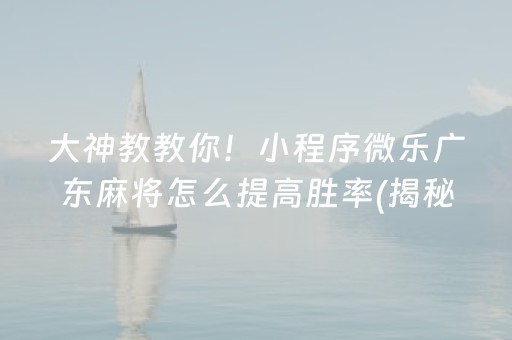 大神教教你！小程序微乐广东麻将怎么提高胜率(揭秘手机上系统发好牌)