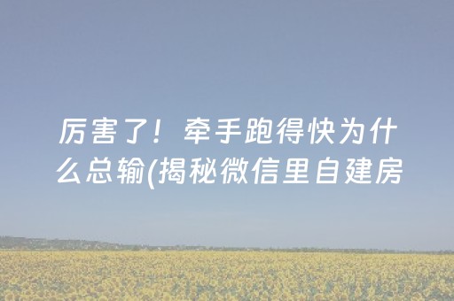 厉害了！牵手跑得快为什么总输(揭秘微信里自建房怎么赢)
