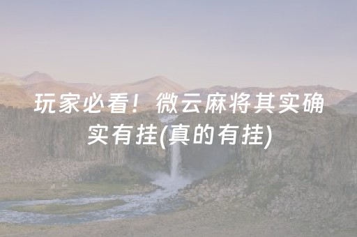 玩家必看！微云麻将其实确实有挂(真的有挂)