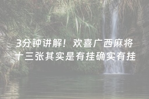 3分钟讲解！欢喜广西麻将十三张其实是有挂确实有挂(确实是有挂)
