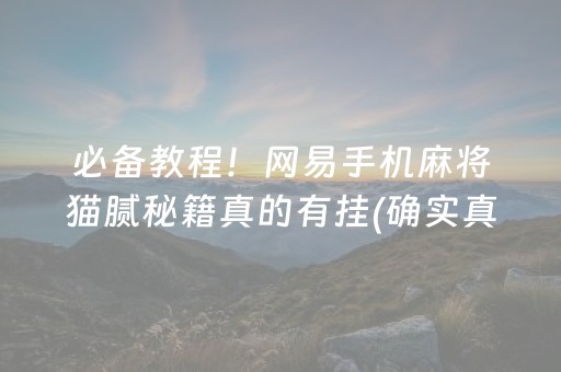 必备教程！网易手机麻将猫腻秘籍真的有挂(确实真的有挂)