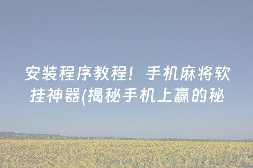 安装程序教程！手机麻将软挂神器(揭秘手机上赢的秘诀)