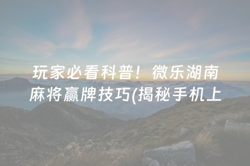 玩家必看科普！微乐湖南麻将赢牌技巧(揭秘手机上助赢神器)