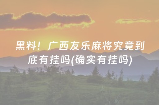 黑料！广西友乐麻将究竟到底有挂吗(确实有挂吗)