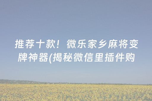 推荐十款！微乐家乡麻将变牌神器(揭秘微信里插件购买)