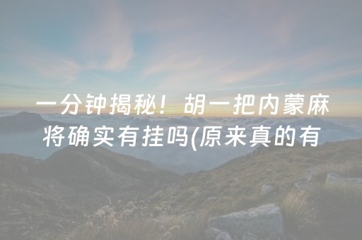 一分钟揭秘！胡一把内蒙麻将确实有挂吗(原来真的有挂)
