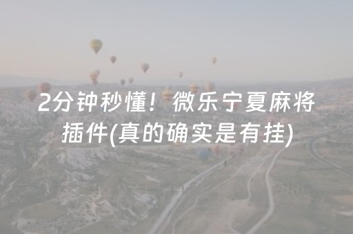 2分钟秒懂！微乐宁夏麻将插件(真的确实是有挂)