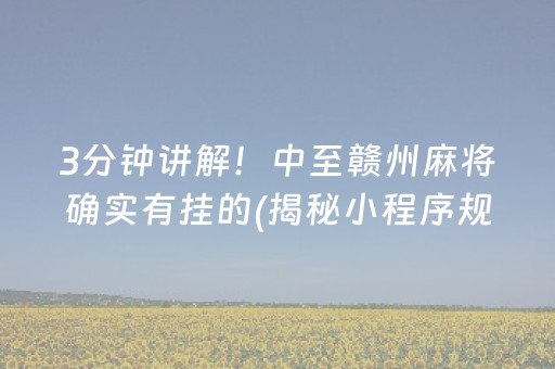 3分钟讲解！中至赣州麻将确实有挂的(揭秘小程序规律攻略)