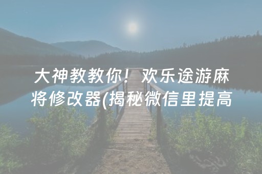 大神教教你！欢乐途游麻将修改器(揭秘微信里提高胜率)