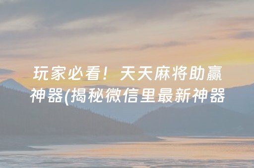 玩家必看！天天麻将助赢神器(揭秘微信里最新神器下载)