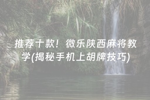 推荐十款！微乐陕西麻将教学(揭秘手机上胡牌技巧)