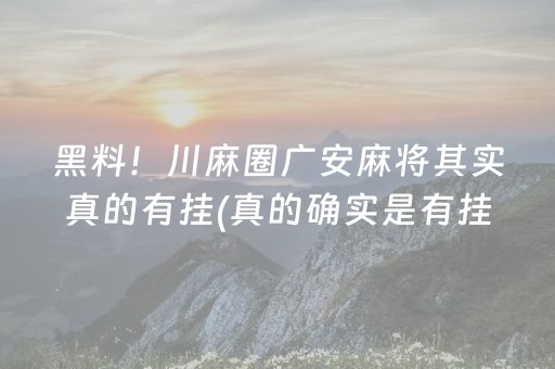 黑料！川麻圈广安麻将其实真的有挂(真的确实是有挂)