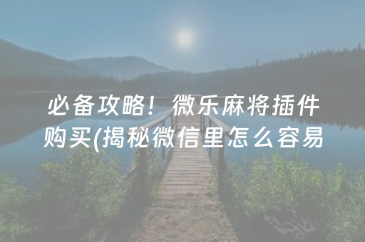 必备攻略！微乐麻将插件购买(揭秘微信里怎么容易赢)