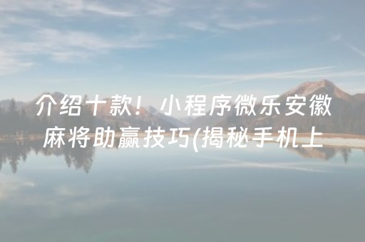 介绍十款！小程序微乐安徽麻将助赢技巧(揭秘手机上最新神器下载)