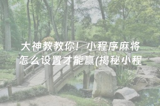 大神教教你！小程序麻将怎么设置才能赢(揭秘小程序输赢规律)