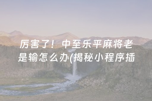 厉害了！中至乐平麻将老是输怎么办(揭秘小程序插件下载)