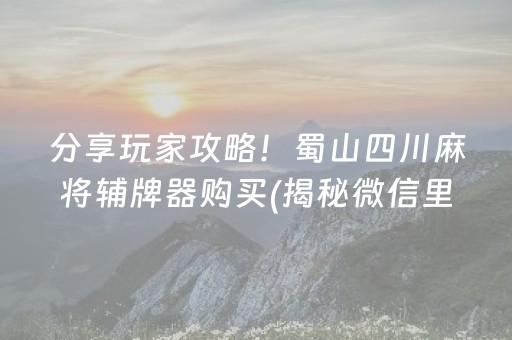 分享玩家攻略！蜀山四川麻将辅牌器购买(揭秘微信里助赢神器)