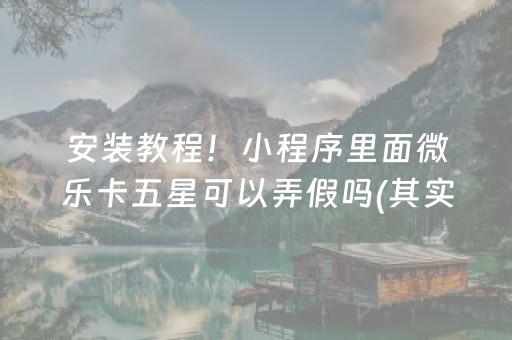 安装教程！小程序里面微乐卡五星可以弄假吗(其实是有挂的)