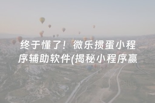 终于懂了！微乐掼蛋小程序辅助软件(揭秘小程序赢的秘诀)