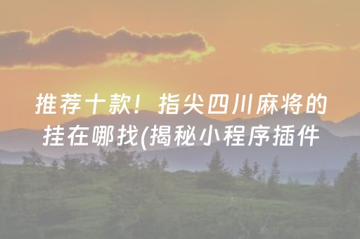 推荐十款！指尖四川麻将的挂在哪找(揭秘小程序插件免费)