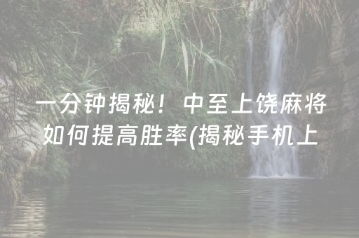 一分钟揭秘！中至上饶麻将如何提高胜率(揭秘手机上必备神器)