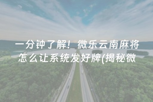 一分钟了解！微乐云南麻将怎么让系统发好牌(揭秘微信里确实有猫腻)