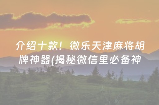 介绍十款！微乐天津麻将胡牌神器(揭秘微信里必备神器)