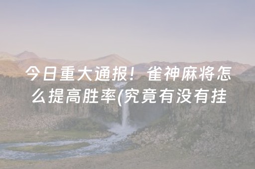 今日重大通报！雀神麻将怎么提高胜率(究竟有没有挂)