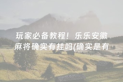 玩家必备教程！乐乐安徽麻将确实有挂吗(确实是有挂的)
