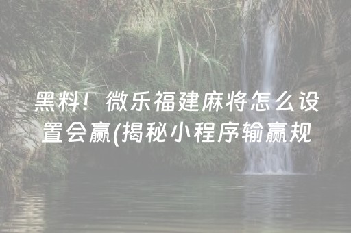 黑料！微乐福建麻将怎么设置会赢(揭秘小程序输赢规律)