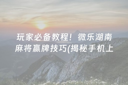 玩家必备教程！微乐湖南麻将赢牌技巧(揭秘手机上胡牌技巧)