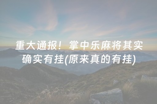 重大通报！掌中乐麻将其实确实有挂(原来真的有挂)