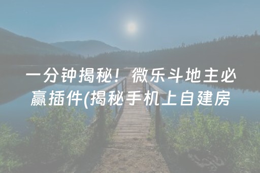 一分钟揭秘！微乐斗地主必赢插件(揭秘手机上自建房怎么赢)