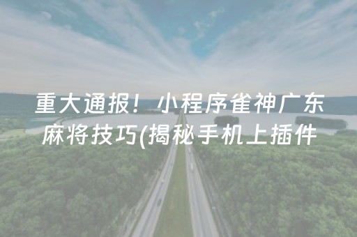 重大通报！小程序雀神广东麻将技巧(揭秘手机上插件购买)