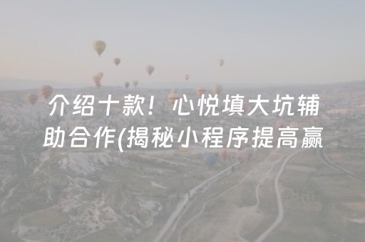 介绍十款！心悦填大坑辅助合作(揭秘小程序提高赢的概率)