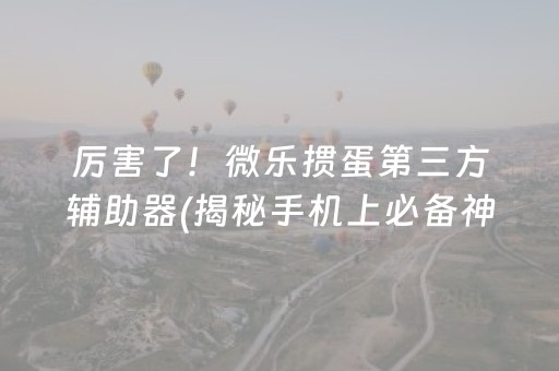 厉害了！微乐掼蛋第三方辅助器(揭秘手机上必备神器)