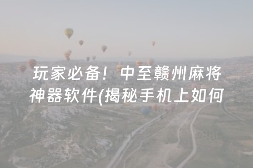 玩家必备！中至赣州麻将神器软件(揭秘手机上如何让牌变好)